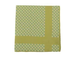 Cesare Attolini Green Geometric Print Silk Pocket Square Handmade In Italy - Picture 1 of 2