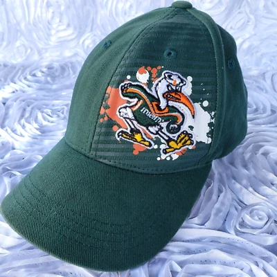Chapéu juvenil ajustável vintage Miami Hurricanes Snapback bordado verde mascote - Imagem 1 de 4