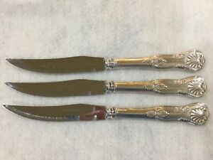 Set of three silverplated steak knives made in Italy similar to"Kings Pattern"