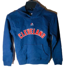 Majestic MLB Cleveland Indians Pullover Hoody Small Blue - Picture 1 of 7