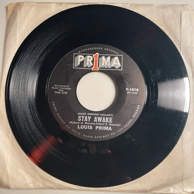 LOUIS PRIMA: A Spoonful Of Sugar / Stay Awake 45 PR1MA Mary Poppins Disney VG - Image 1 of 4