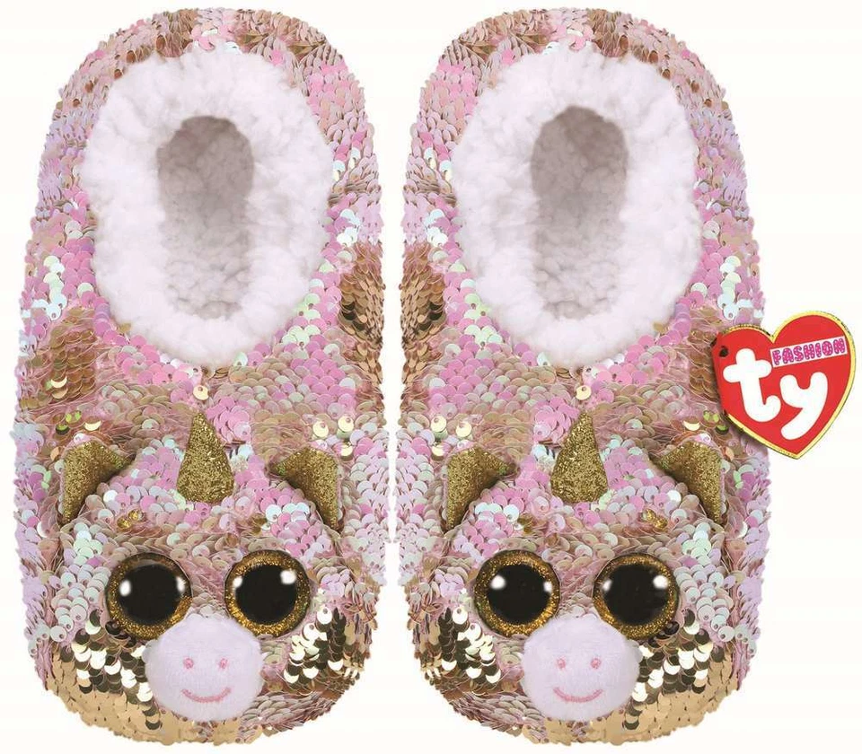 TY BEANIE BABIES FANTASIA UNICORN SEQUIN SOCK SLIPPERS SMALL MEDIUM LARGE NEW