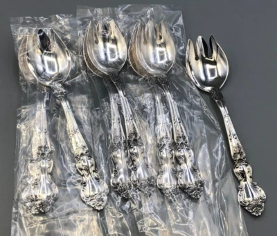 Juego de 8 tenedores de helado Meadow Rose de Watson de plata de ley de 5,5" Foto 1 de 3