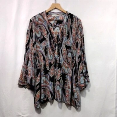Spense Paisley Bell Sleeve Blouse Womens 2X Multicolor Artsy Cottagecore Retro - Image 1 of 4