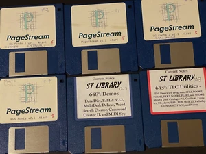 LOTE COLECCIONABLE ATARI ST 3.5" DISQUETES BIBLIOTECA PAGESTREAM UOS-7X CANTIDAD-6 PIEZAS - Imagen 1 de 4