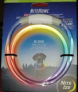NiteHowl LED Safety Necklace Changing Color Disco Select Rechargeable Dog Collar