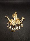 Large Vintage Musical Instruments Brass Tone JAMMIN Music/Instruments Pin Brooch