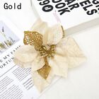 Glitter Poinsettia Xmas Tree Decorations Fake Flower Artificial Flowers