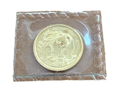 China 1990 Oro 1/20 OZ 5 Yuan Panda Original Como Nuevo Sellado BU Foto 1 de 2