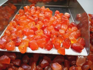#25 Piece Orange Carnelian Crystal Rough 10-12 MM Raw Natural Carnelian Gemstone - Picture 1 of 5