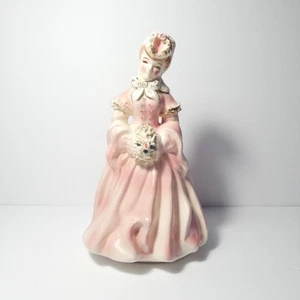 Vintage viktorianische Dame in rosa Kleid 7 5/8" groß Keramikfigur - Bild 1 von 20