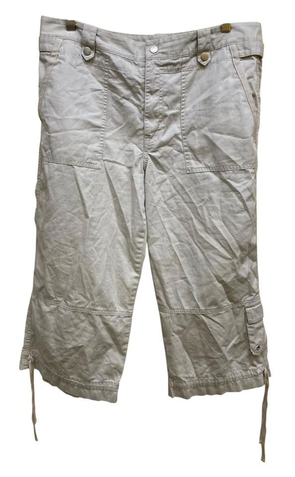 Pantalones capri Sigrid Olsen para mujer 12 bolsillos cargo beige Foto 1 de 4