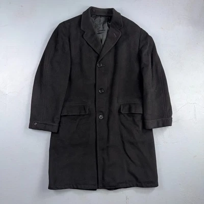 Abrigo de Colección Años 50 1960 Trench Para Hombre Negro Lana Cachemira Rockabilly Abrigo Foto 1 de 4