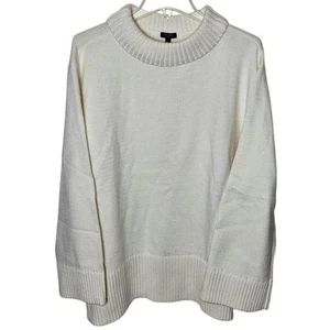 Talbots Women 3x Ivory Cream Fold- Over Collar Ski Cotton Blend Knit Sweater - Picture 1 of 4