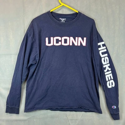 UCONN Huskies Champion Men’s XL Navy T-Shirt College Logo Long Sleeve Casual - Image 1 of 4