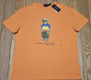 NWT Polo Ralph Lauren Men's Orange Classic Fit Polo Bear Graphic Jersey T-shirt - Picture 1 of 4