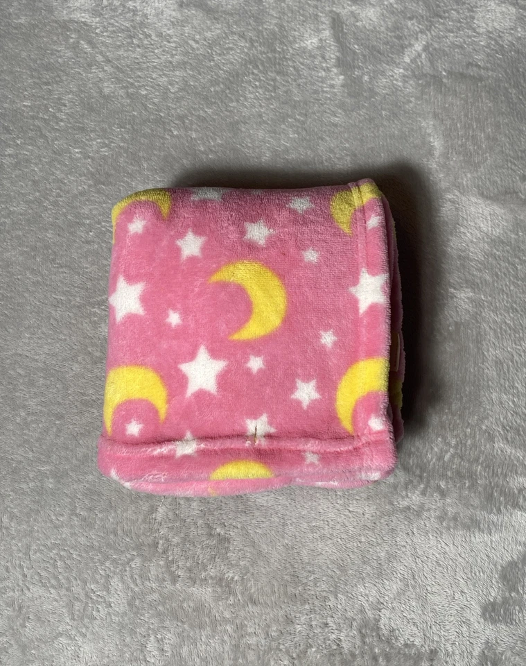 Cómoda Manta Rosa Bebé Amarillo Luna Blanco Estrellas Felpa Suave Vellón Lovey 28"x29" Foto 1 de 4