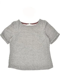 WHITE STUFF Womens T-Shirt Top UK 12 Medium Grey Argyle/Diamond Cotton AM06 - Picture 1 of 3
