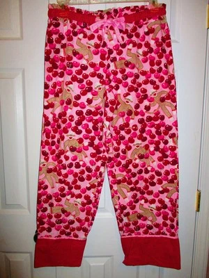 Mujer M Nick & Nora Rosa Rojo Calcetín Mono Cerezas Dormir Pijama Pantalones de Salón Pijamas Foto 1 de 4