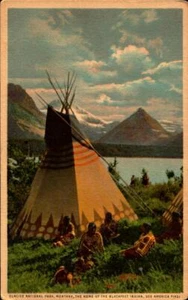 Blackfeet Indian Family Glacier National Park Montana Vintage postcard bk74 - Picture 1 of 2