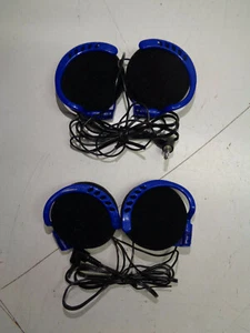 Disposable Over Ear Headphones Black Cord Blue Buds set of (2 pieces Set) - Picture 1 of 2