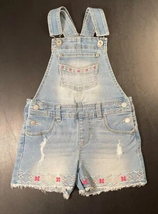 JORDACHE EMBROIDERED DENIM OVERALLS JEAN SHORTS SIZE S 6-6X - Picture 1 of 4