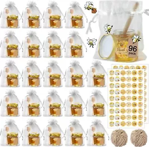 96 Pcs Honey Jars,Mini Jars 1.5 oz Hexagon - 96 Set with Labels, Gold - Picture 1 of 7