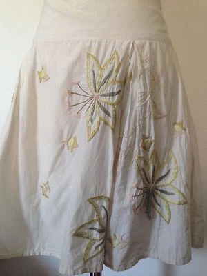 Designer, FARHI (Nicole), Cotton Skirt w Multi Emb and Beading.  UK12/ US8/ AU10 - Image 1 of 4