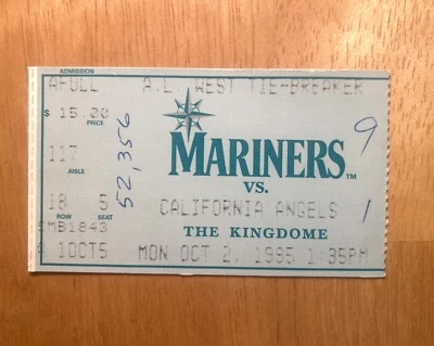 Seattle Mariners A.L. 1995 Boleto Tie-Breaker del Oeste - CLINCH 1er Playoff Angels Foto 1 de 2