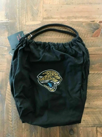 NEW! JACKSONVILLE JAGUARS BLACK CANVAS TOTE PURSE w/ CRYSTALS LICENSED Cover