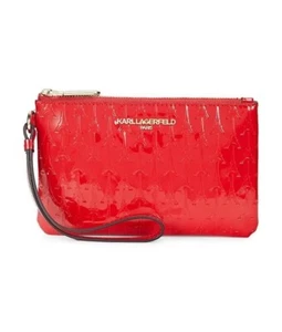 Karl Lagerfeld Paris Red Gold Metallic Eiffel Tower Wristlet Clutch Bag New Tags - Picture 1 of 6