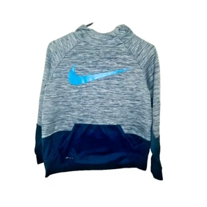 Nike Dri-Fit Youth Kids Size L Hoodie Blue Gray Heathered Swoosh Logo - Picture 1 of 5