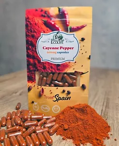 Cayenne Pepper Capsules - Premium Quality  60 capsules x 600mg - Vegan Capsules - Picture 1 of 2