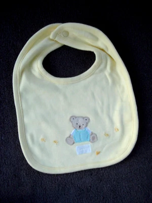Vintage Carter's Infant Yellow Bib Fuzzy Brown Bear NEW - Image 1 of 4