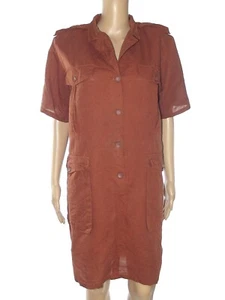 Ribelle Abito Da Donna 0 40 Small S Vestito Tunica Marrone Lino Manica Corta - Foto 1 di 10