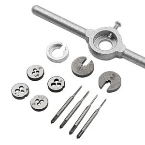 12pc 6432 HSS Mini Tap and Die Set: M1.1, 1.2, 1.4, 1.6mm Wrench & Adapter - Picture 1 of 5