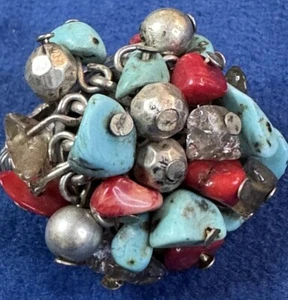 Anillo elástico plata turquesa vintage - Imagen 1 de 7