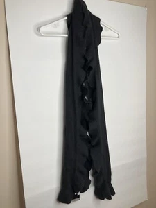 DKNY Damen schwarz Rüschen Nylon Angora Schal Gr. O/S Neu mit Etikett - Bild 1 von 8