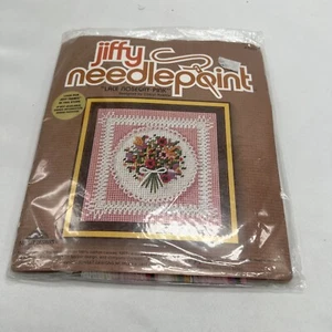 Bouquet & Lace Jiffy Wool Needlepoint Kit 1979 5" x 5" VTG New Old Stock Vintage - Picture 1 of 5