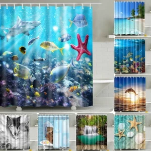 Waterproof Polyester Fabric Bathroom Shower Curtain With Ring Hooks 180 X 180 cm - Picture 1 of 60