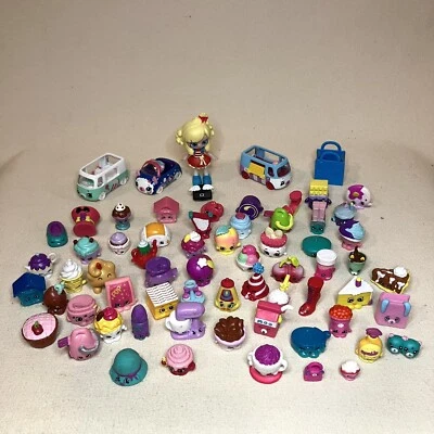 Shopkins Mix Lot 64 Figures Mixed Seasons 3 Cutie Cars & 1 Shoppies Doll - Image 1 of 4