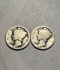 New ListingBetter Date Silver Dimes Lot of Two 1916 Mercury Dime 10c (x2) 90% Silver Coin