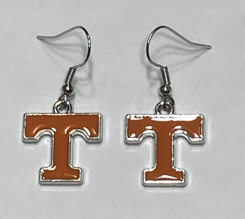 Tennessee Volunteers Logo Silver Dangler Fish Hook Earrings, Gift for Her Mom Cover