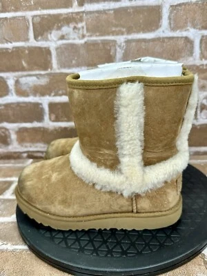 UGG Hadley II водонепроницаемый стриженный мех с подкладкой зимние ботинки коричневый девочек молодежный размер 1 - Изображение 1 из 4