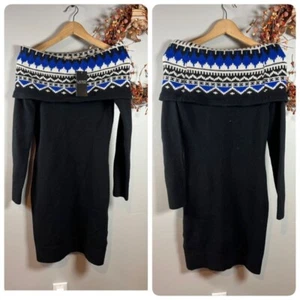 Abito maglione Lauren Ralph Lauren Black Label Fair Isle spalle scoperte piccolo B - Foto 1 di 9