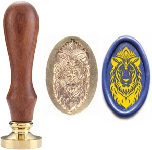 Ovaler Löwe Wachssiegelstempel Tier Vintage Siegelwachsstempel abnehmbarer Messingstempel - Bild 1 von 5