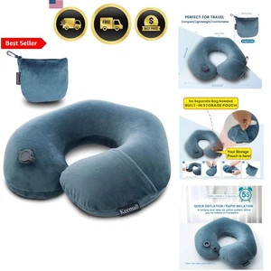 Travel Neck Pillow Inflatable U Shaped Portable Washable Soft Velvet - Picture 1 of 10