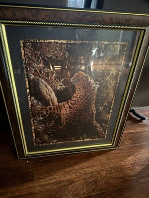 ДОМАШНИЕ ИНТЕРЬЕРЫ сафари картина - поразительная поза леопард 33 X 27 дюймов - Изображение 1 из 3