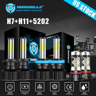 Faro LED blanco de 6 lados Hi-Lo + luz antiniebla para GMC Acadia 2008 2009 2010 2011 Foto 1 de 4