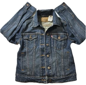 Levi’s Original Trucker Denim Jacket Women’s Small Dark Blue Cowgirl Rodeo Jean - Picture 1 of 10